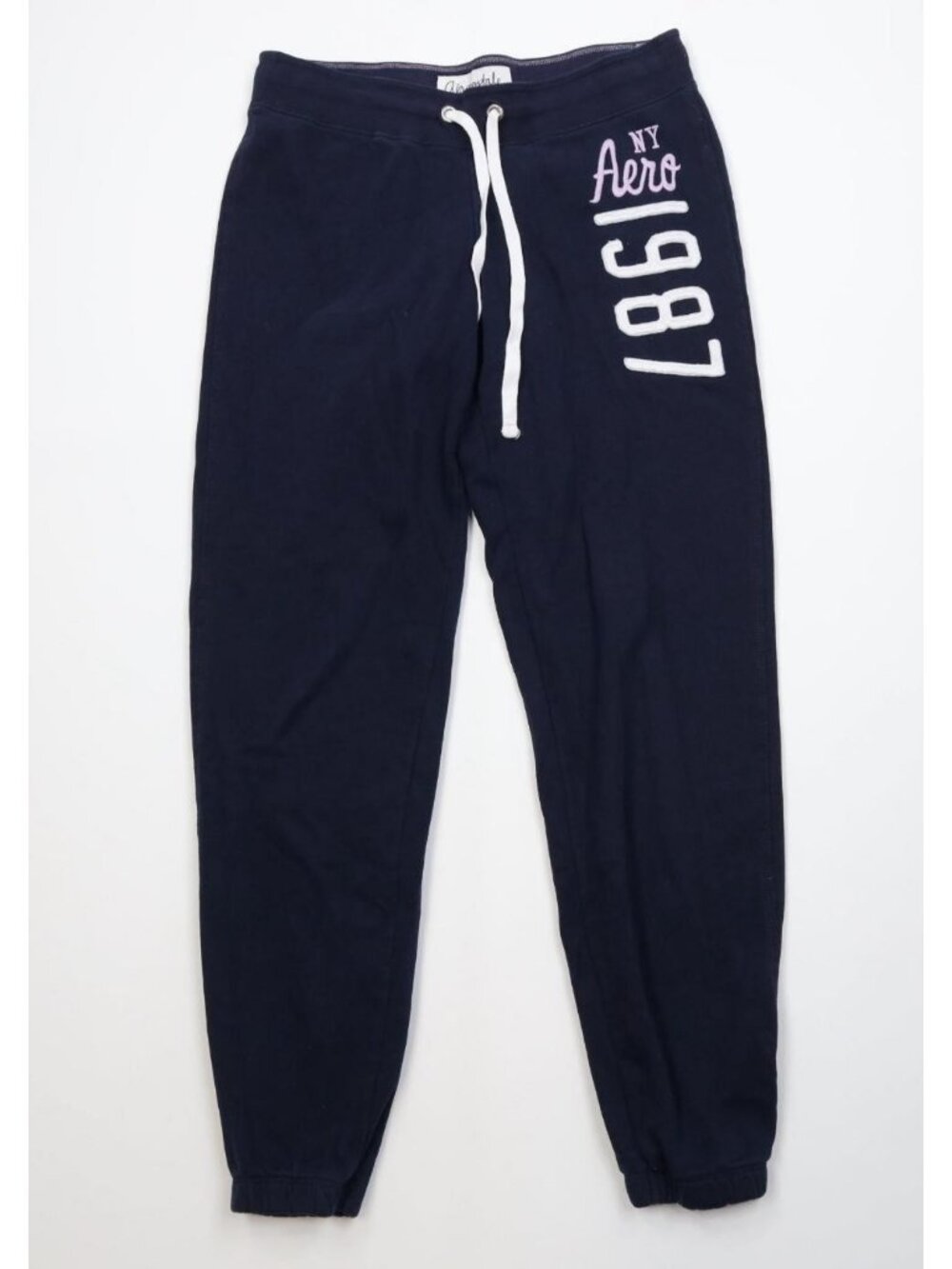 Vintage Y2K Aeropostale Womens Medium Babydoll Spell Out Sweatpants Joggers Blue